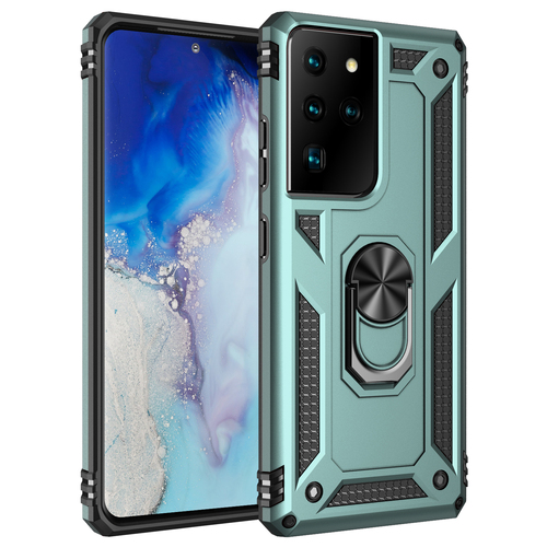S21-Ultra-Hybrid-Military-Case-Green-1.jpg Armor Hybrid Military Case with Ring Kickstand For Samsung Galaxy S21 Ultra 5G - Green – Image 1