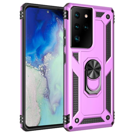 Armor Hybrid Military Case with Ring Kickstand For Samsung Galaxy S21 Ultra 5G - Purple