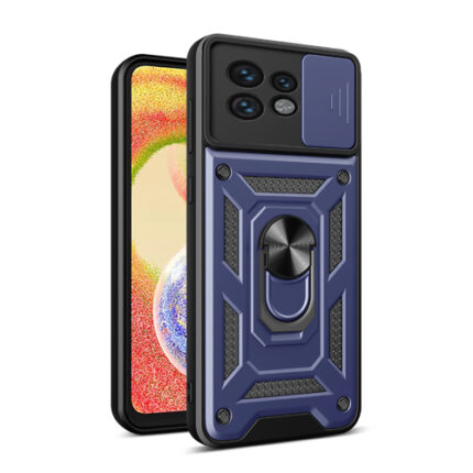 Slide Cover Camera Shield Armor Case for Moto Edge (2023) - Navy Blue
