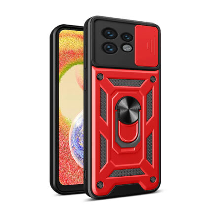Slide Cover Camera Shield Armor Case for Moto Edge (2023) - Red