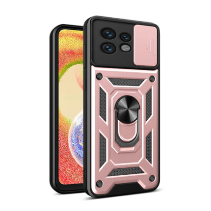 Slide Cover Camera Shield Armor Case for Moto Edge (2023) - Rose Golden