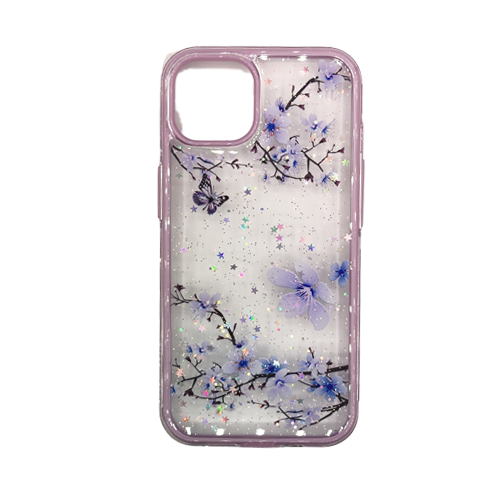 Transparent-Case-with-Colored-Flowers-for-Apple-iPhone-13-14-Purple.png Transparent Case with Colored Flowers for Apple iPhone 14 Pro - Purple – Image 1