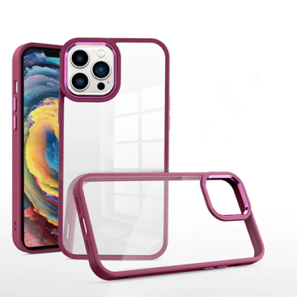 Transparent Shield Case for Apple iPhone 14 Pro - Wine