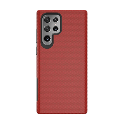 Triangle Shockproof Case With Anti Slip Grains for Samsung Galaxy S22 Ultra – Red