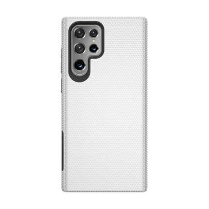 Triangle Shockproof Case With Anti Slip Grains for Samsung Galaxy S22 Ultra – Silver