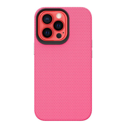 Triangle Shockproof Case with Anti Slip Grains for Apple iPhone 13 Pro / 14 Pro - Hot Pink