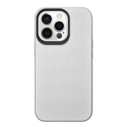 Triangle Shockproof Case with Anti Slip Grains for Apple iPhone 15 Pro - Silver