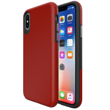 Triangle Shockproof Case with Anti Slip Grains for Apple iPhone XR - Red