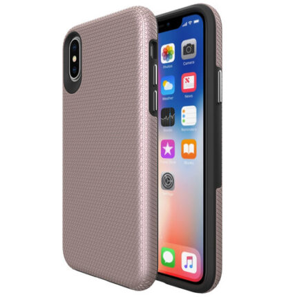 Triangle Shockproof Case with Anti Slip Grains for Apple iPhone XR - Rose Golden