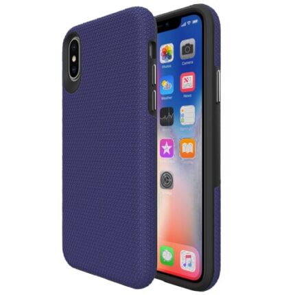 Triangle Shockproof Case with Anti Slip Grains for Apple iPhone XR - Navy Blue