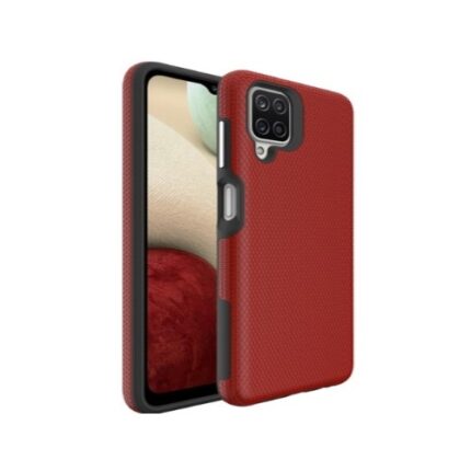 Triangle Shockproof Case with Anti Slip Grains for Samsung Galaxy A12 - Red