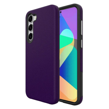 Triangle Shockproof Case With Anti Slip Grains for Samsung Galaxy S23 FE – Deep Purple