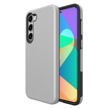 Triangle Shockproof Case With Anti Slip Grains for Samsung Galaxy A25 – Silver