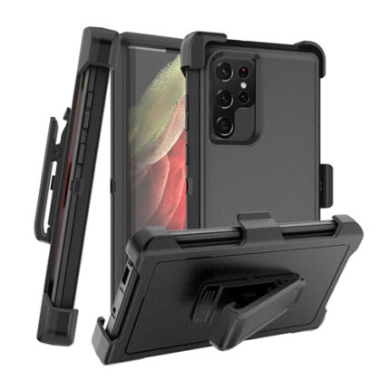 Triple Layer Protection Case & Belt Clip for Samsung Galaxy S22 Ultra - Black