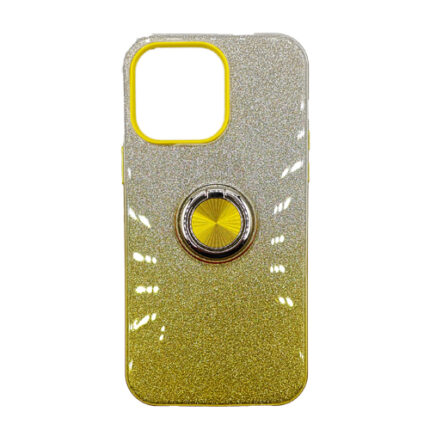 Two Tone Glitter with Kickstand Ring Case for Apple iPhone 15 Pro - Gold