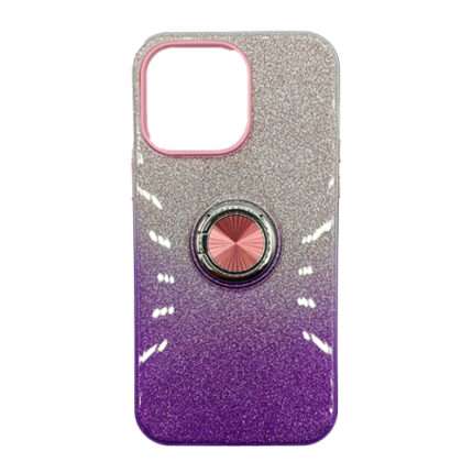 Two Tone Glitter with Kickstand Ring Case for Apple iPhone 15 Pro - Purple