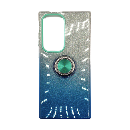 Two Tone Glitter with Kickstand Ring Case for Samsung Galaxy S23 - Blue
