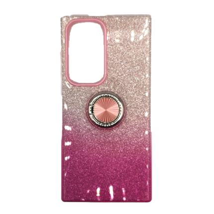 Two Tone Glitter with Kickstand Ring Case for Samsung Galaxy S23 - Hot Pink