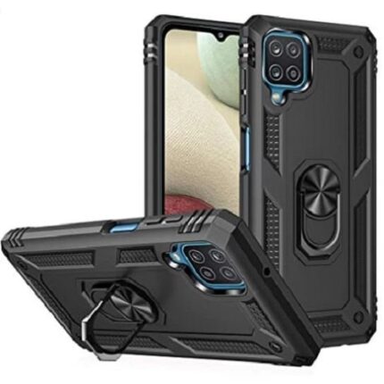 Armor Hybrid Military Case with Ring Kickstand for Samsung Galaxy A22 4G - Black