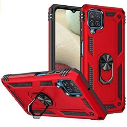 Armor Hybrid Military Case with Ring Kickstand for Samsung Galaxy A22 4G - Red