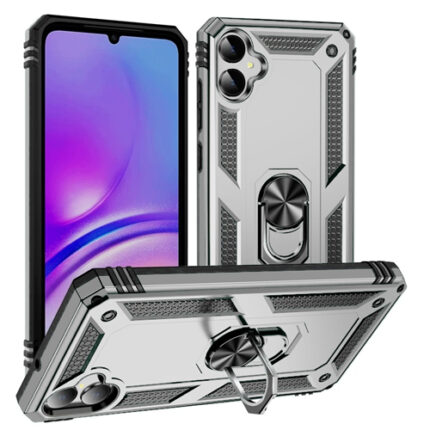 Armor Hybrid Military Case with Ring Kickstand For Samsung Galaxy A05 - Silver