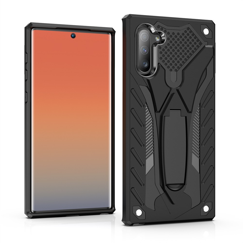 black-30.jpg Rugged Defender Case with Kickstand for Samsung Galaxy Note 10 - Black – Image 1
