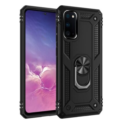 Armor Hybrid Military Case with Ring Kickstand for Samsung Galaxy A03S (CA Model) - Black