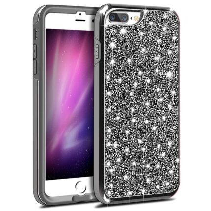 Hybrid Premium Diamond Bling Shockproof Phone Case for Apple iPhone 6/7/8/SE (2020)/SE (2022) - Black