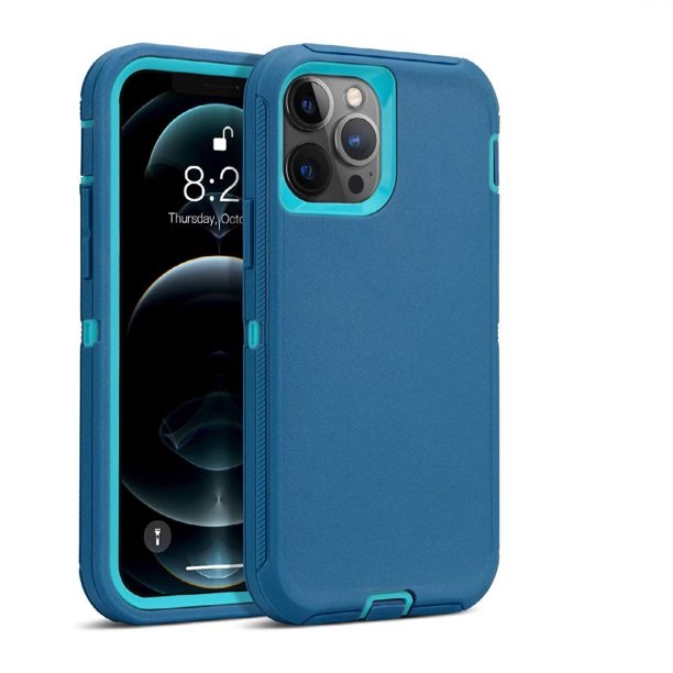 defender-iphone-12-teal.jpg Triple Layer Protection Case & Belt Clip for Apple iPhone 12 Pro Max - Teal – Image 1