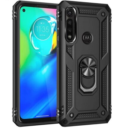 Armor Hybrid Military Case with Ring Kickstand for Moto G Fast - Black