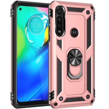 Armor Hybrid Military Case with Ring Kickstand for Moto G Fast - Rose Golden