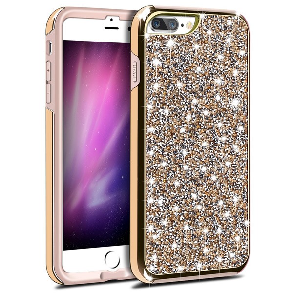 gold-20.jpg Hybrid Premium Diamond Bling Shockproof Phone Case for Apple iPhone 6/7/8 Plus - Golden – Image 1