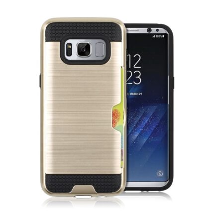 Hybrid Card Slot Anti Shock Case for Samsung Galaxy S8 Plus - Golden