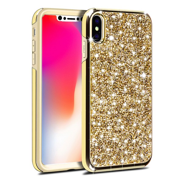 golden.jpg Hybrid Premium Diamond Bling Shockproof Phone Case for Apple iPhone XR - Golden – Image 1