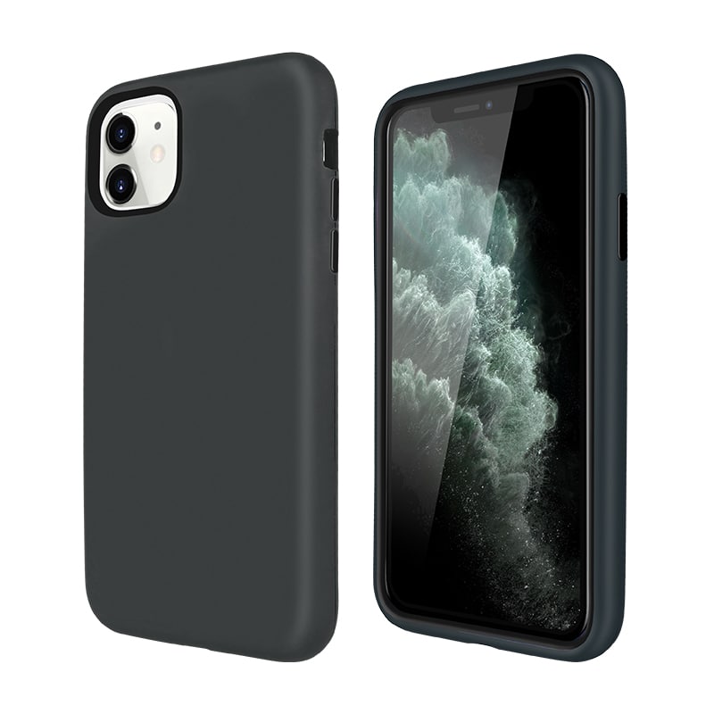 gray-3-in-1.jpg 3 in 1 Hybrid Hard Case for Apple iPhone 12 Mini - Dark Grey – Image 1