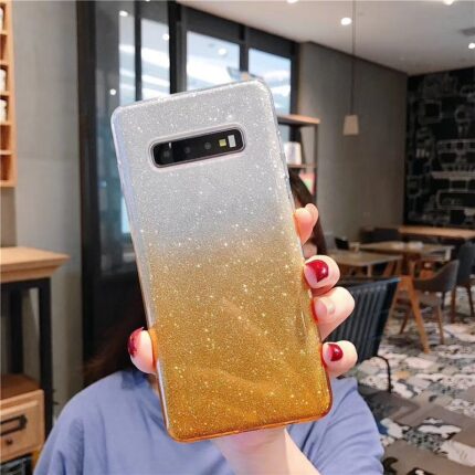 Two Tone Glitter Case for Samsung Galaxy S10 - Yellow