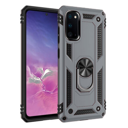 Armor Hybrid Military Case with Ring Kickstand for Samsung Galaxy A03S (CA Model) - Silver