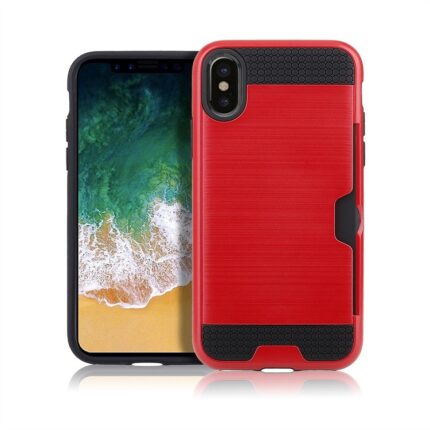 Hybrid Card Slot Anti Shock Case for Apple iPhone XR - Red