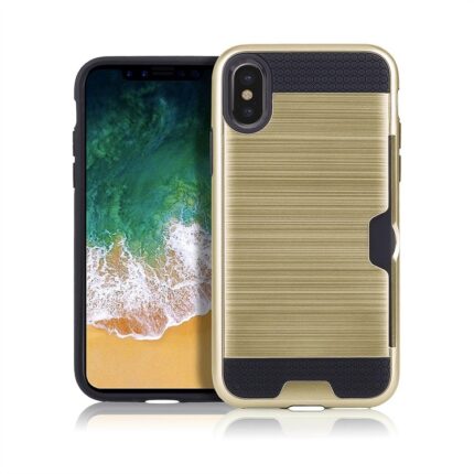 Hybrid Card Slot Anti Shock Case for Apple iPhone XR - Golden