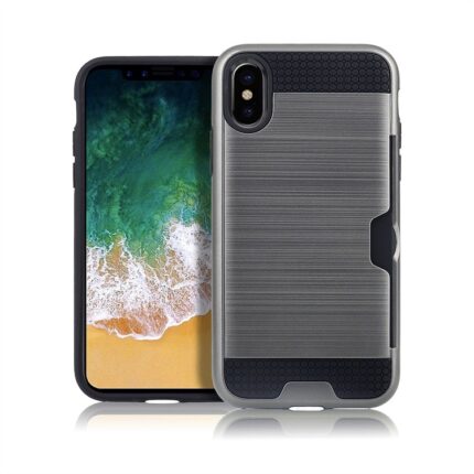Hybrid Card Slot Anti Shock Case for Apple iPhone XS Max - Grey