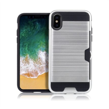 Hybrid Card Slot Anti Shock Case for Apple iPhone XS Max - Silver