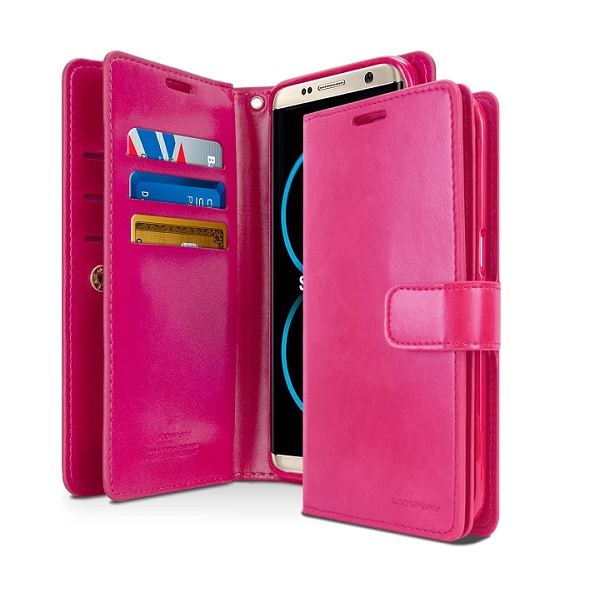 mansoor-h-pink.jpg Goospery Mansoor Wallet Diary Case for Samsung S9 - Hot Pink – Image 1