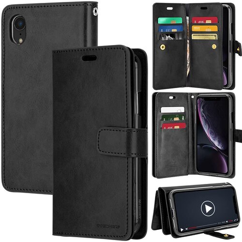 mansoor-wallet-iphone-x-black-1.jpg Goospery Mansoor Wallet Diary Case for Apple iPhone X/XS - Black – Image 1