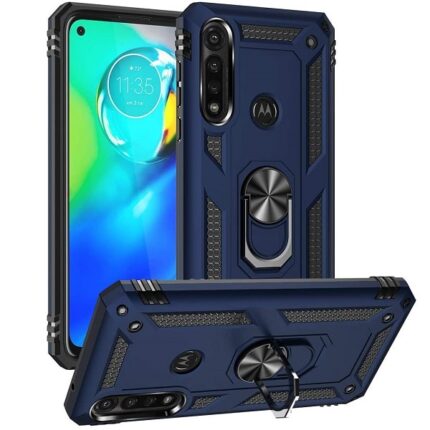 Armor Hybrid Military Case with Ring Kickstand for Moto G Fast - Navy Blue