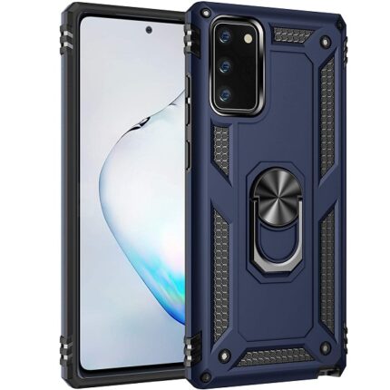 Armor Hybrid Military Case with Ring Kickstand for Samsung Galaxy A02S - Navy Blue