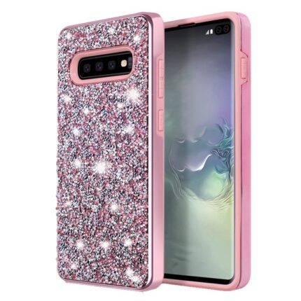 Hybrid Premium Diamond Bling Shockproof Phone Case for Samsung Galaxy Note 10 Plus 5G- Hot Pink