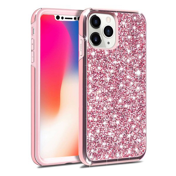 pink-18.jpg Hybrid Premium Diamond Bling Shockproof Phone Case for Apple iPhone 11 Pro - Hot Pink – Image 1