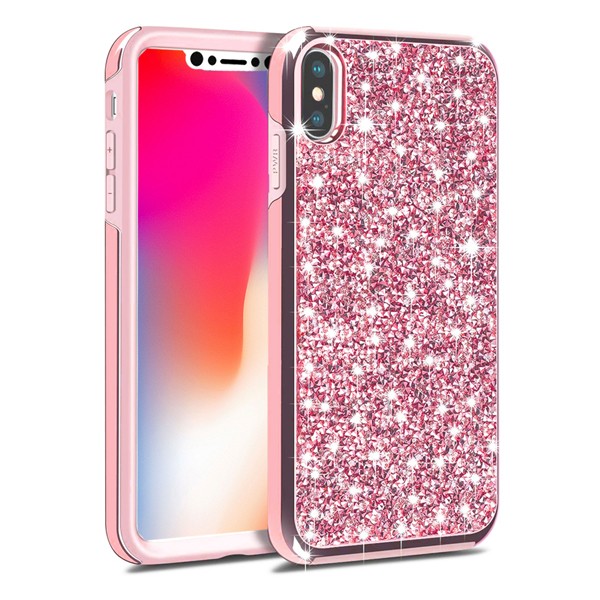 pink.jpg Hybrid Premium Diamond Bling Shockproof Phone Case for Apple iPhone XS Max - Hot Pink – Image 1