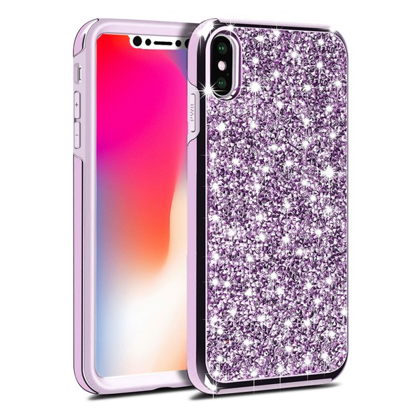 purple-1.jpg Hybrid Premium Diamond Bling Shockproof Phone Case for Apple iPhone XS Max - Purple – Image 1
