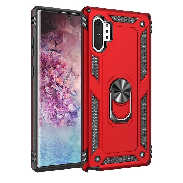 red-21-1.jpg Armor Hybrid Military Case with Ring Kickstand for Samsung Galaxy Note 10 - Red – Image 1